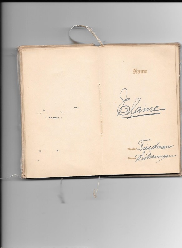 Aunt Elaine baby book p 1