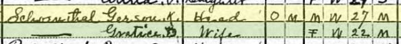 Gerson Schoenthal 1920 census with Gratice