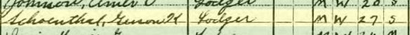 Gerson Schoenthal in 1920 census, single Year: 1920; Census Place: Denver, Denver, Colorado; Roll: T625_160; Page: 12B; Enumeration District: 165; Image: .