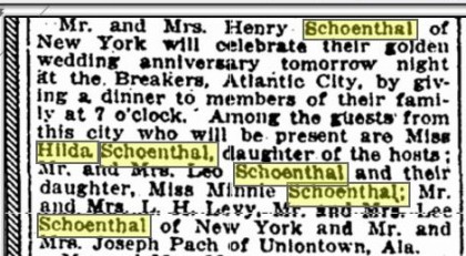 Henry Helen SChoenthal 50th anniversary celebration 1922