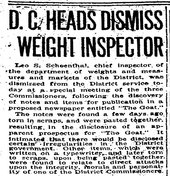 Leo Schoenthal fired 1922 pt 1