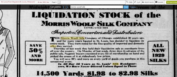 Morris Woolf better liquidation ad 1929