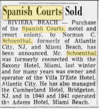 Normal Schoenthal buys Spanish Courts Palm Beach Post article