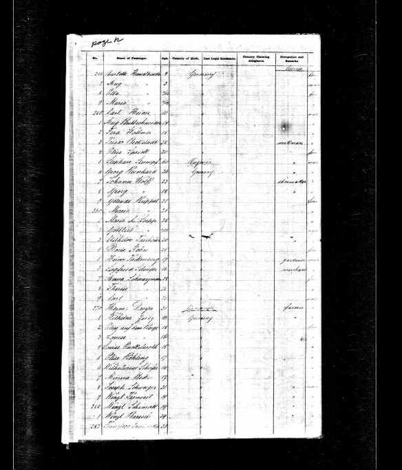 Siegfried Selinger ship manifest 1872 to Baltimore The National Archives at Washington, D.C.; Washington, D.C.; Records of the US Customs Service, RG36; NAI Number: 2655153; Record Group Title: Records of the Immigration and Naturalization Service, 1787-2004; Record Group Number: 85