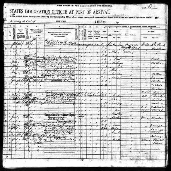 1911 ship manifest for Lee Schoenthal, line 26 Ancestry.com. New York, Passenger Lists, 1820-1957 [database on-line]. Provo, UT, USA: Ancestry.com Operations, Inc., 2010. Original data: Passenger Lists of Vessels Arriving at New York, New York, 1820-1897. Microfilm Publication M237, 675 rolls. NAI: 6256867. Records of the U.S. Customs Service, Record Group 36. National Archives at Washington, D.C.