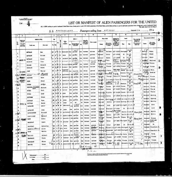 Max and Frieda Heymann 1939 ship manifest Year: 1939; Arrival: New York, New York; Microfilm Serial: T715, 1897-1957; Microfilm Roll: Roll 6274; Line: 1; Page Number: 8