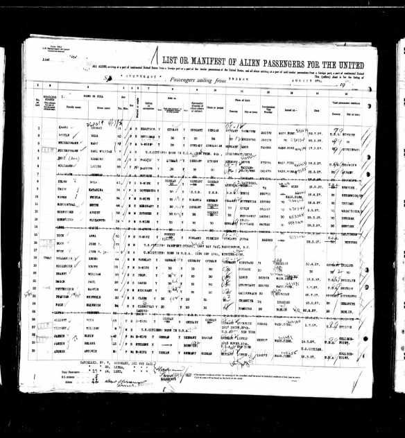 Meyer N Schoenthal 1927 ship manifest Year: 1927; Arrival: New York, New York; Microfilm Serial: T715, 1897-1957; Microfilm Roll: Roll 4123; Line: 1; Page Number: 134