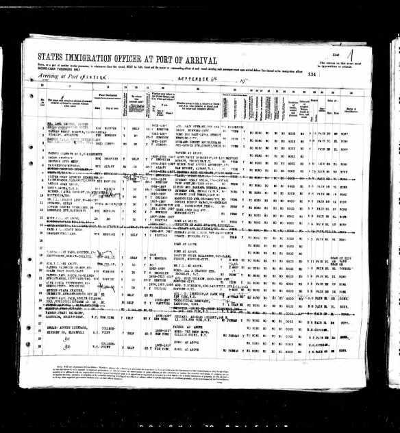 Meyer N Schoenthal 1927 ship manifest, page 2 Year: 1927; Arrival: New York, New York; Microfilm Serial: T715, 1897-1957; Microfilm Roll: Roll 4123; Line: 1; Page Number: 134