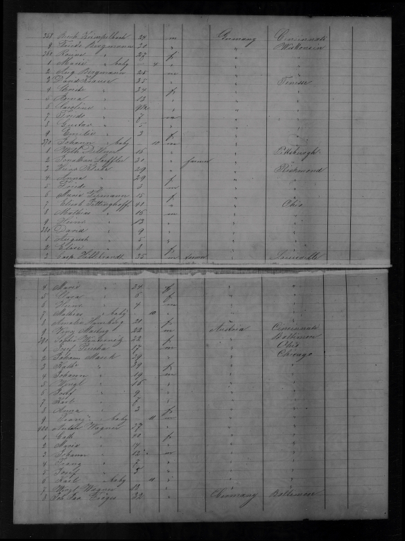 Amalie Hamberg passenger ship manifest for the USS Baltimore, arriving September 4, 1871, Baltimore, MD Maryland, Baltimore Passenger Lists, 1820-1948," database with images, FamilySearch (https://familysearch.org/ark:/61903/1:1:QK6L-H1ZK : accessed 2 May 2016), Amalie Hamberg, ; citing Immigration, Baltimore, Baltimore, Maryland, United States, NARA microfilm publications M255, M596, and T844 (Washington, D.C.: National Archives and Records Administration, n.d.); FHL film 417,401.