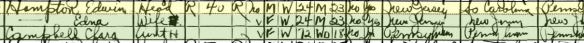 Edwin Hampton 1930 census Year: 1930; Census Place: Camden, Camden, New Jersey; Roll: 1322; Page: 16B; Enumeration District: 0057; Image: 137.0; FHL microfilm: 2341057