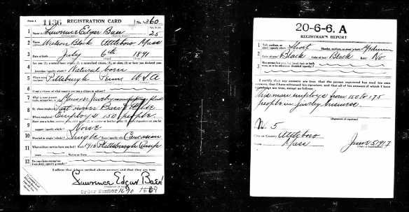 Lawrence Baer World War 1 draft registration Registration State: Massachusetts; Registration County: Bristol; Roll: 1684755; Draft Board: 40