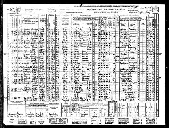 Josephine Baer and Morris Green 1940 US census Year: 1940; Census Place: New York, New York, New York; Roll: T627_2655; Page: 13B; Enumeration District: 31-1349