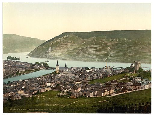 Bingen, Germany, c. 1890 https://commons.wikimedia.org/wiki/File%3ABingen_and_the_bridge%2C_the_Rhine%2C_Germany-LCCN2002714061.jpg