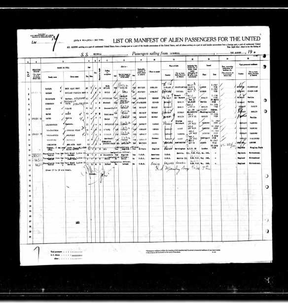 Ernst Mayer and family August 1936 manifest