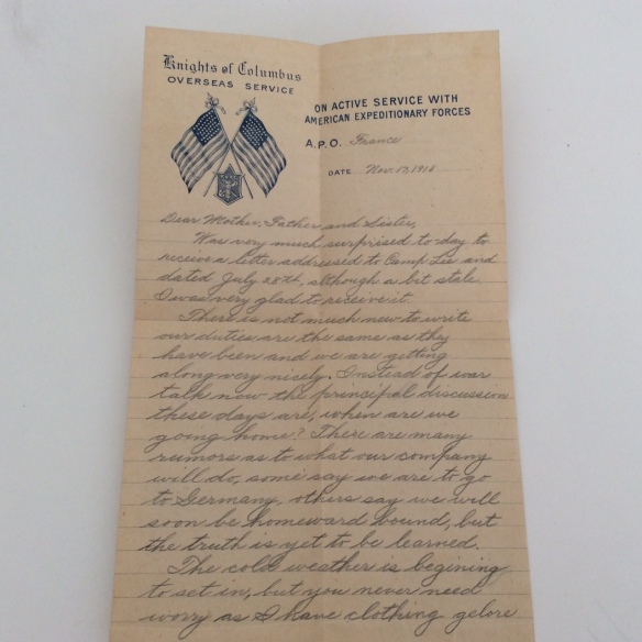 Frank November 13 1918 letter 1