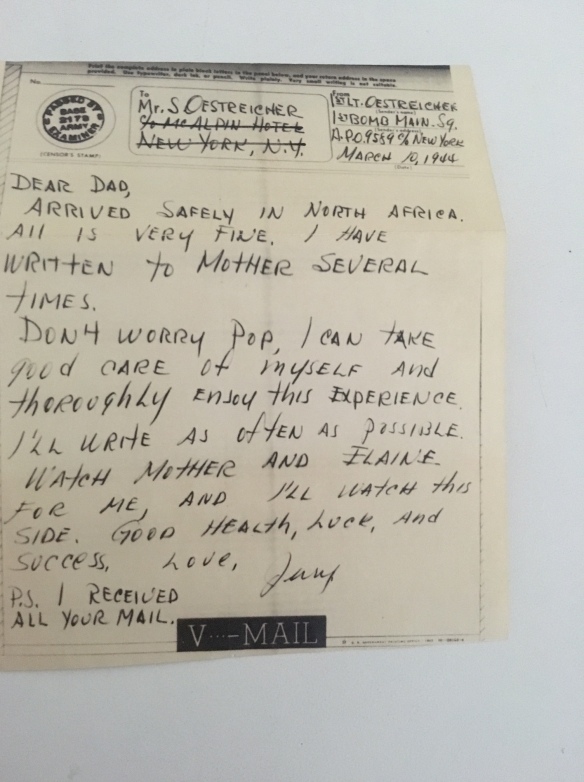 Gerald Oestreicher note to Sidney Oestreicher, March 10, 1944