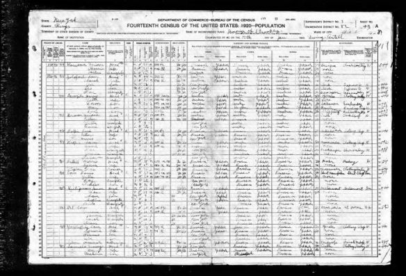Sam and Sarah Goldfarb 1920 US census Year: 1920; Census Place: Brooklyn Assembly District 2, Kings, New York; Roll: T625_1146; Page: 9A; Enumeration District: 82; Image: 21