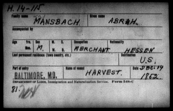 abraham-mansbach-1852-immigration-card