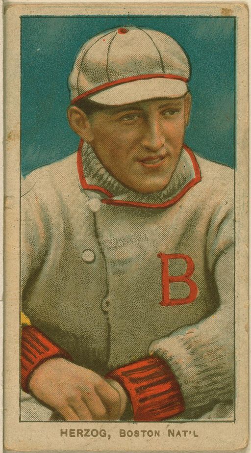 Buck Herzog baseball card for the Boston Braves By Issued by: American Tobacco Company [Public domain], via Wikimedia Commons