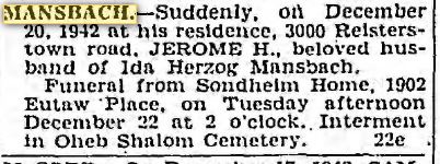 Baltimore Sun, December 21, 1942, p. 18