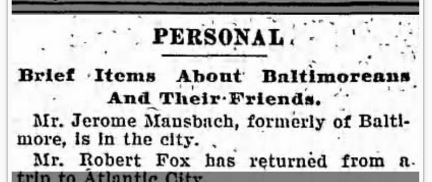 Baltimore Sun, March 31, 1900, p.12