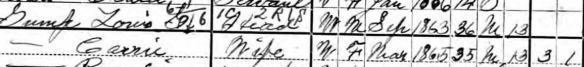Louis and Carrie Gump on 1900 census showing only 1 of 3 children alive 
