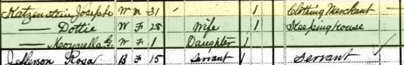 S. Joseph Katzenstein and family 1880 census Year: 1880; Census Place: Washington, Washington, Pennsylvania; Roll: 1202; Family History Film: 1255202; Page: 577A; Enumeration District: 270