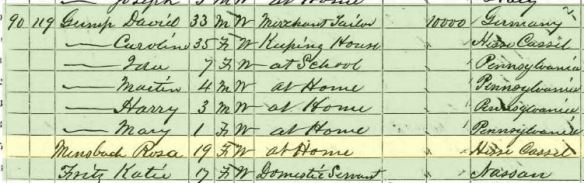 Rose Mansbach on 1870 census Year: 1870; Census Place: Chicago Ward 10, Cook, Illinois