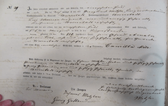 Camilla Alice Morreau birth record